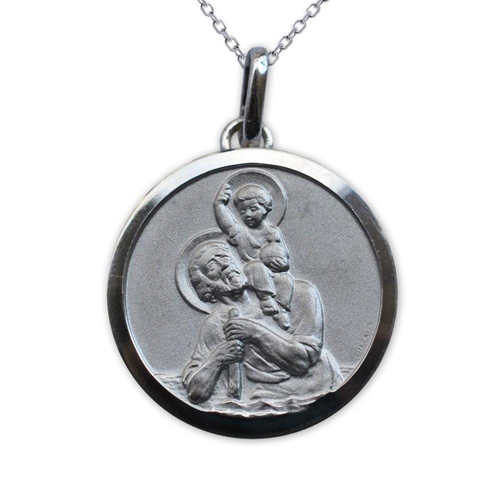 Médaille St Christophe en argent massif prénom