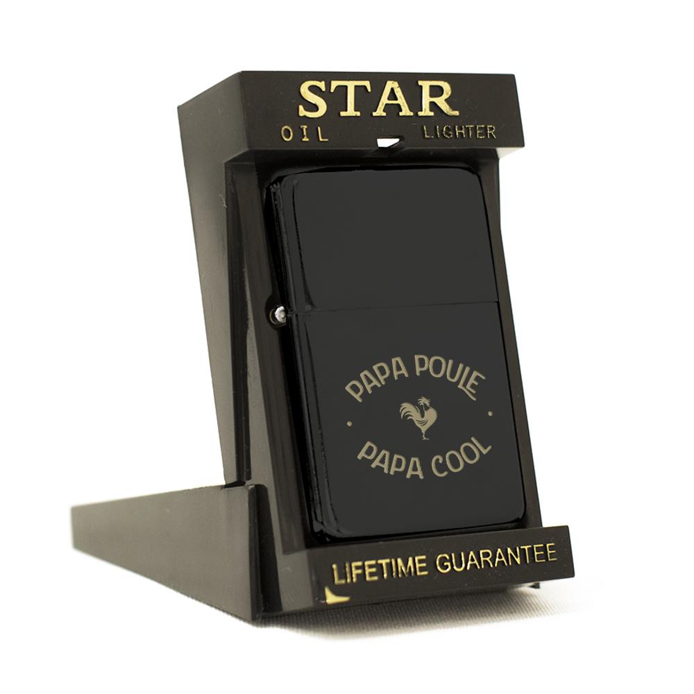 Briquet Star noir Papa Poule - Cool