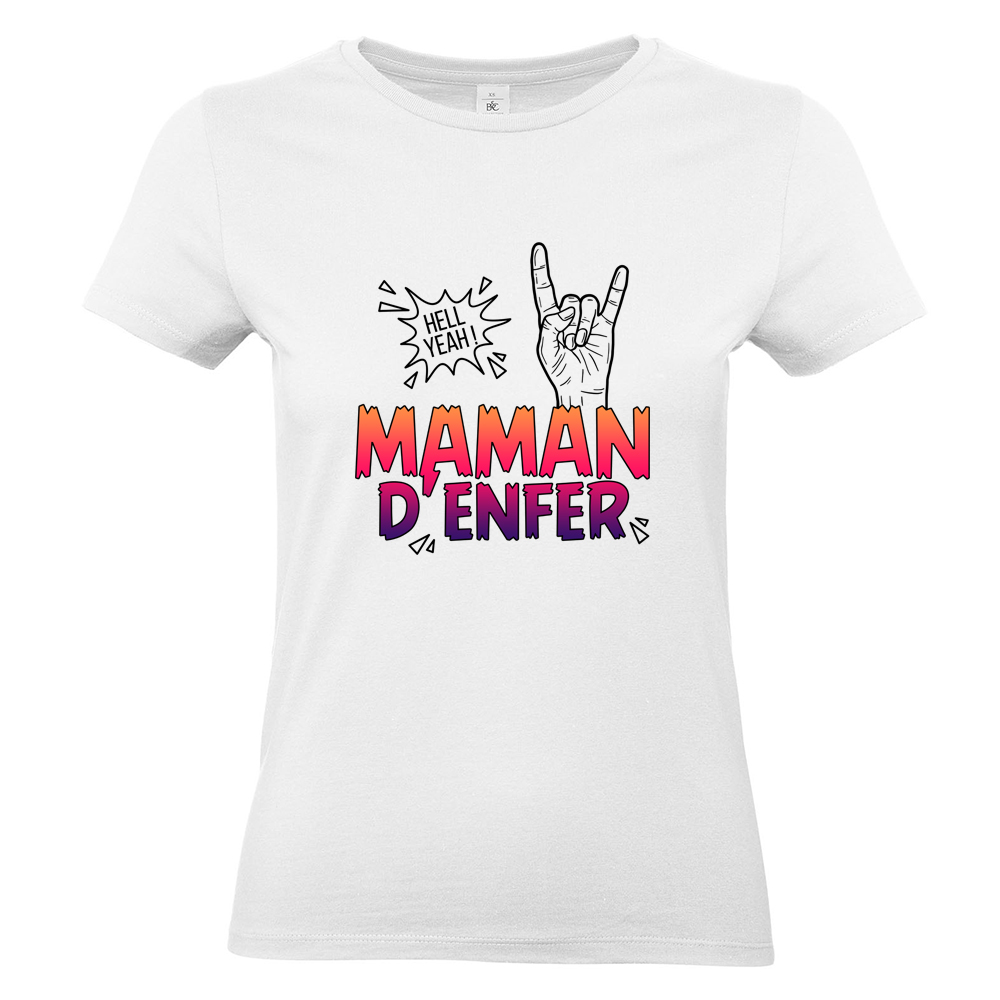 T-shirt femme blanc Maman d'Enfer