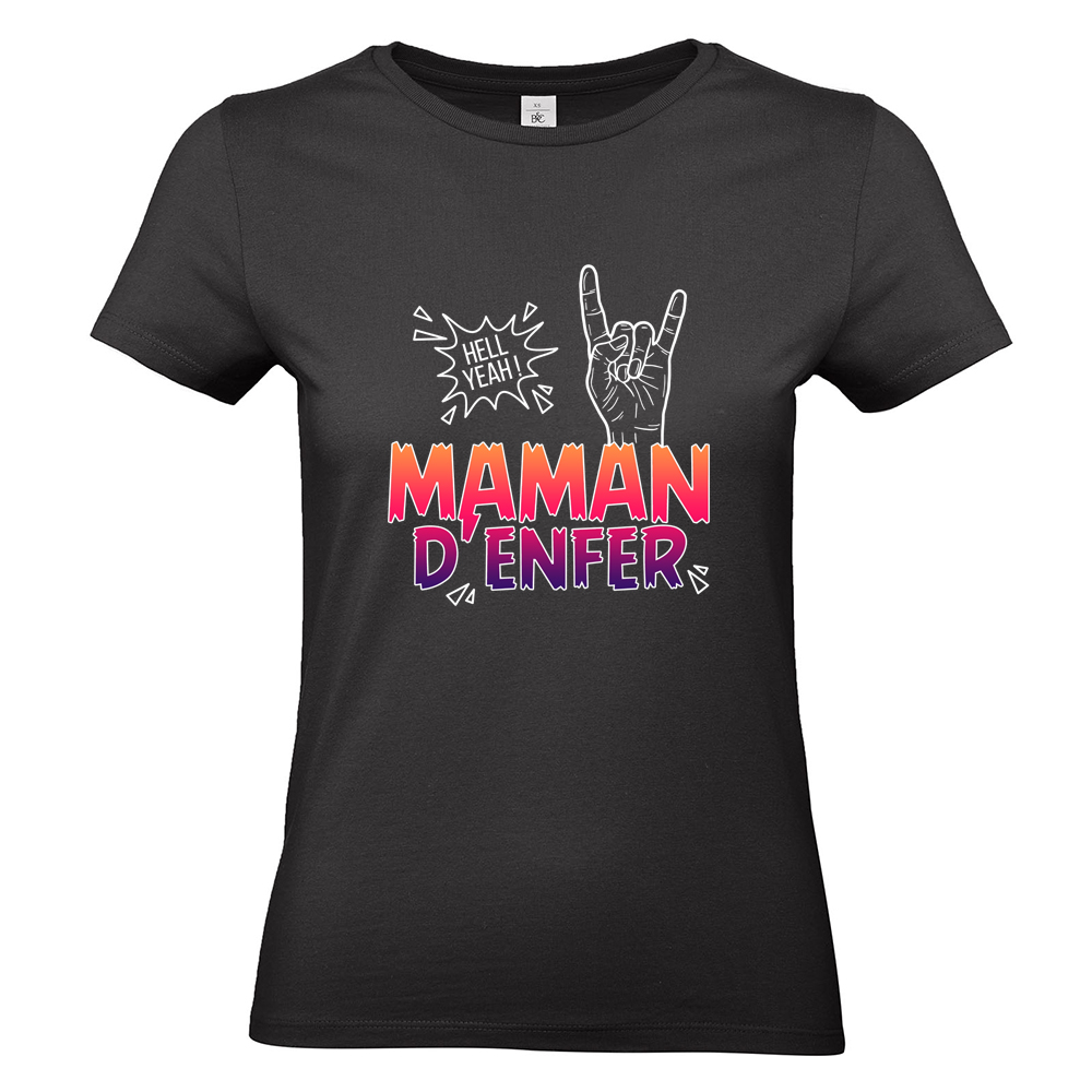 T-shirt femme noir Maman d'Enfer