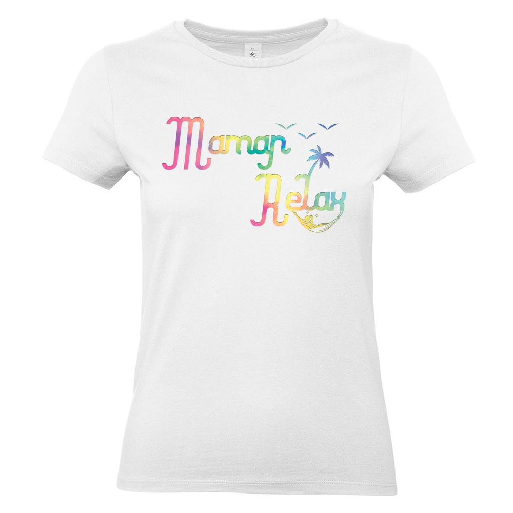 T-shirt femme blanc Maman Relax
