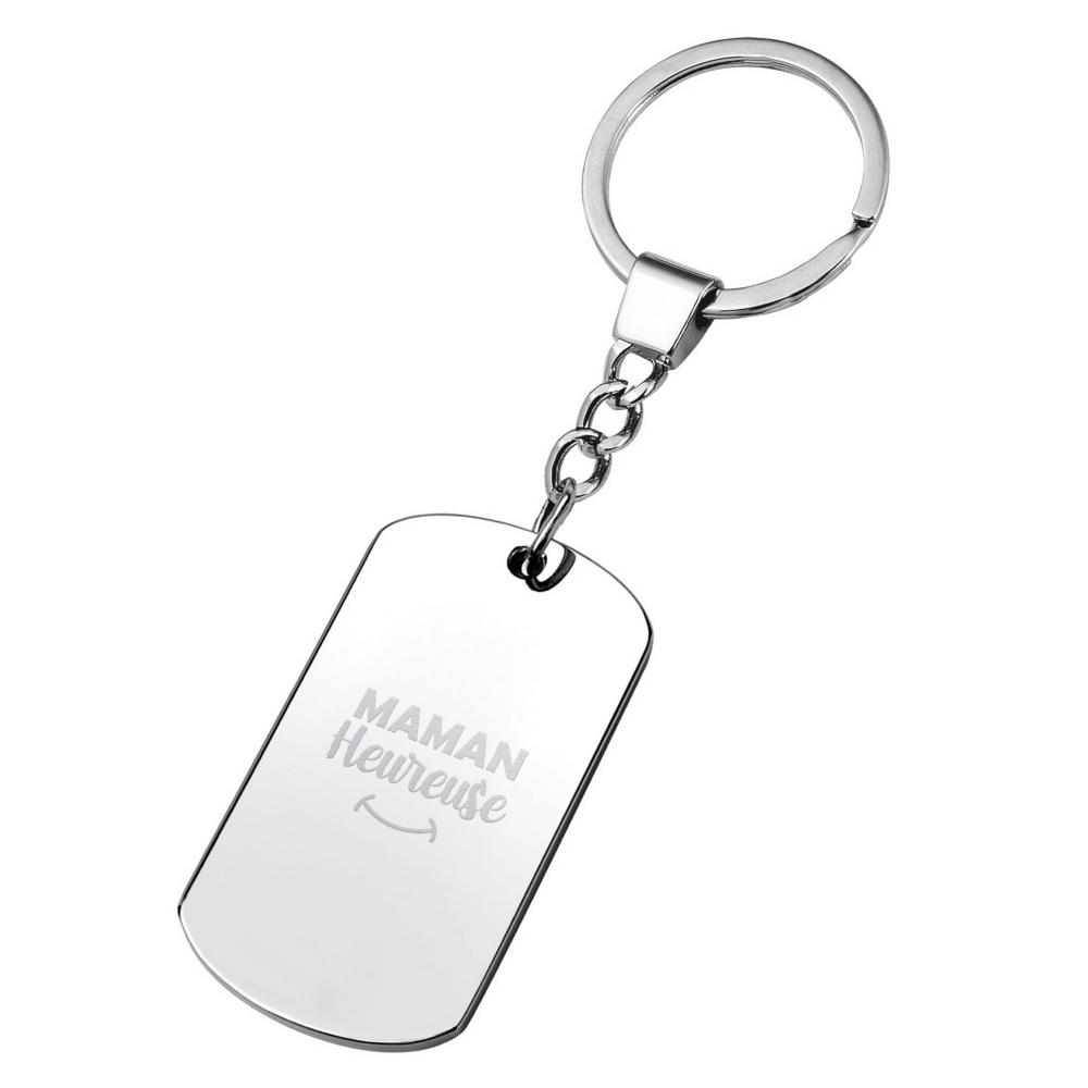 Porte-clés plaque Maman heureuse