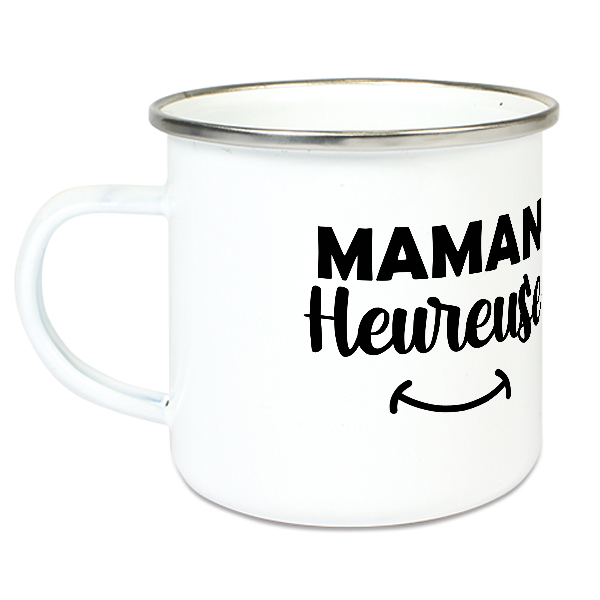 Tasse émaillée Maman heureuse
