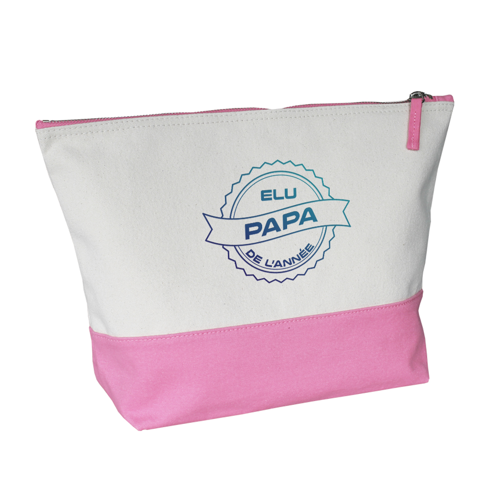 Grande trousse bicolore Papa de l'année rose