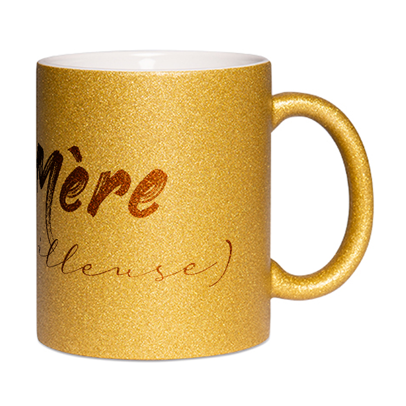 Mug à paillettes doré Mère (veilleuse)
