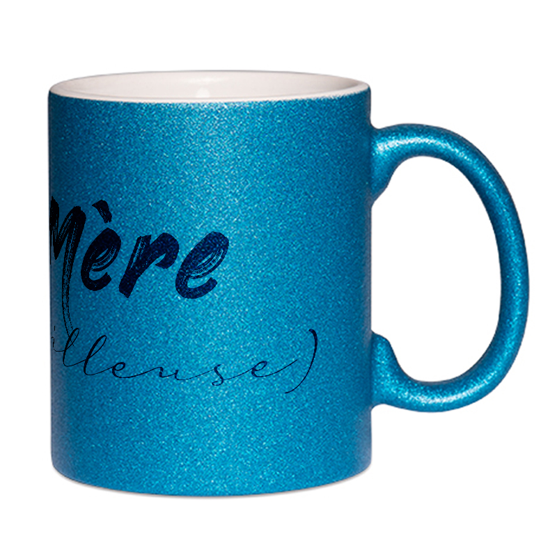 Mug à paillettes bleu Mère (veilleuse)
