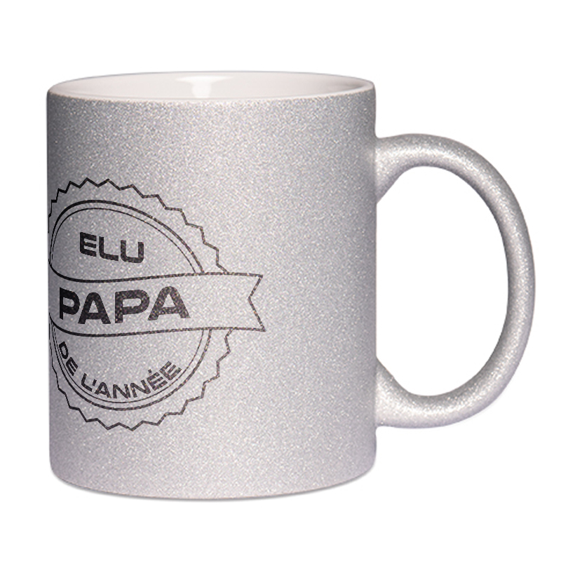Mug à paillettes argenté Papa de l'année 