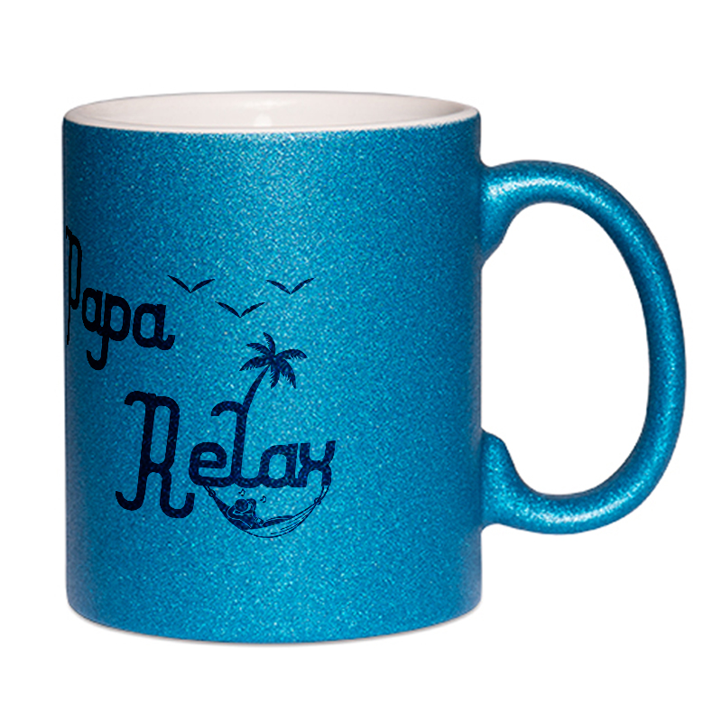 Mug à paillettes bleu papa relax