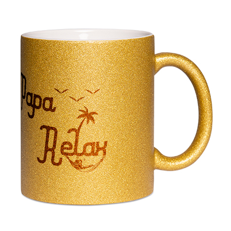 Mug à paillettes doré papa relax