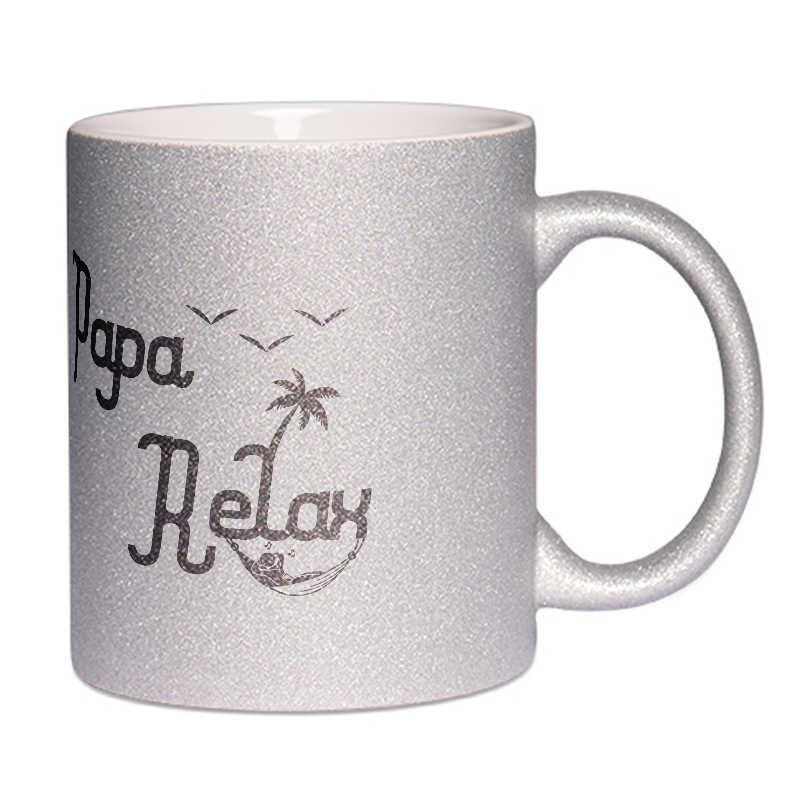 Mug à paillettes argenté papa relax