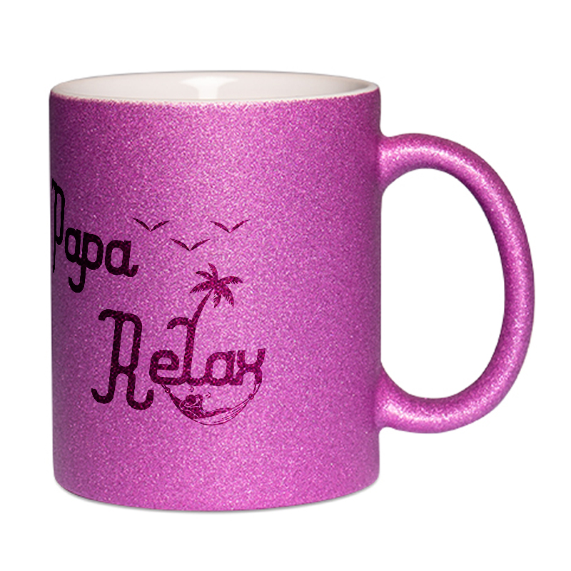 Mug à paillettes violet papa relax