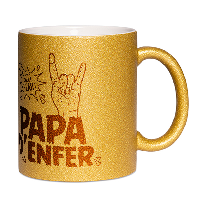 Mug à paillettes doré papa d'enfer