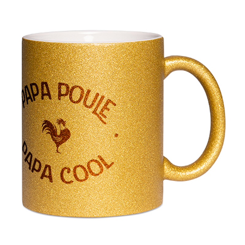Mug à paillettes doré papa poule cool
