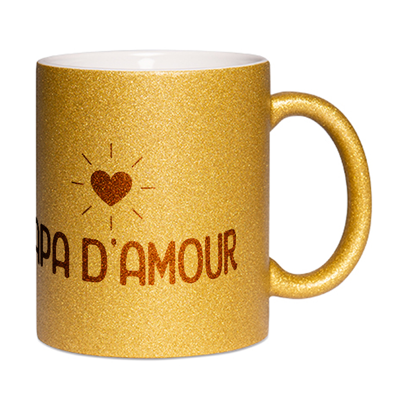 Mug à paillettes doré papa d'amour