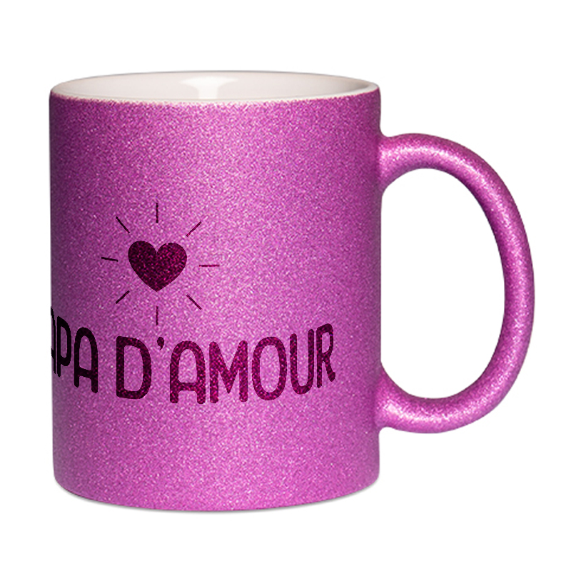 Mug à paillettes violet papa d'amour