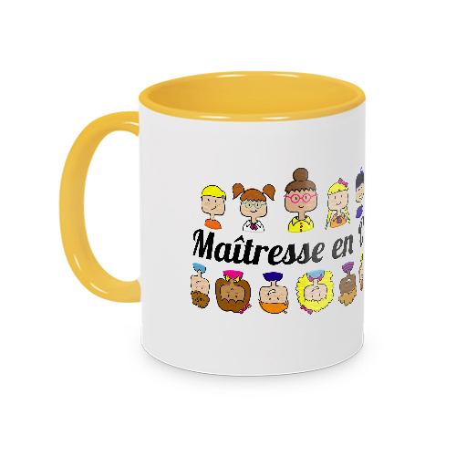 Mug jaune Maîtresse en or
