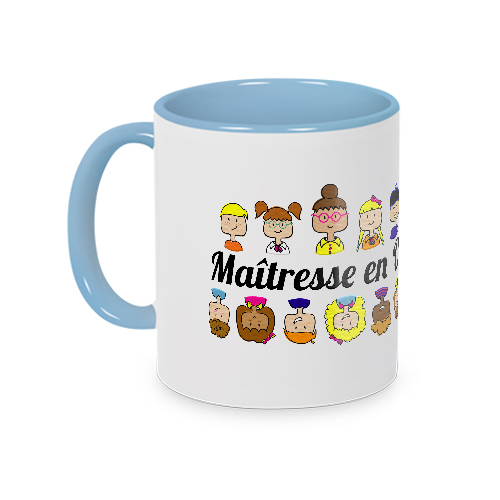 Mug bleu Maîtresse en or