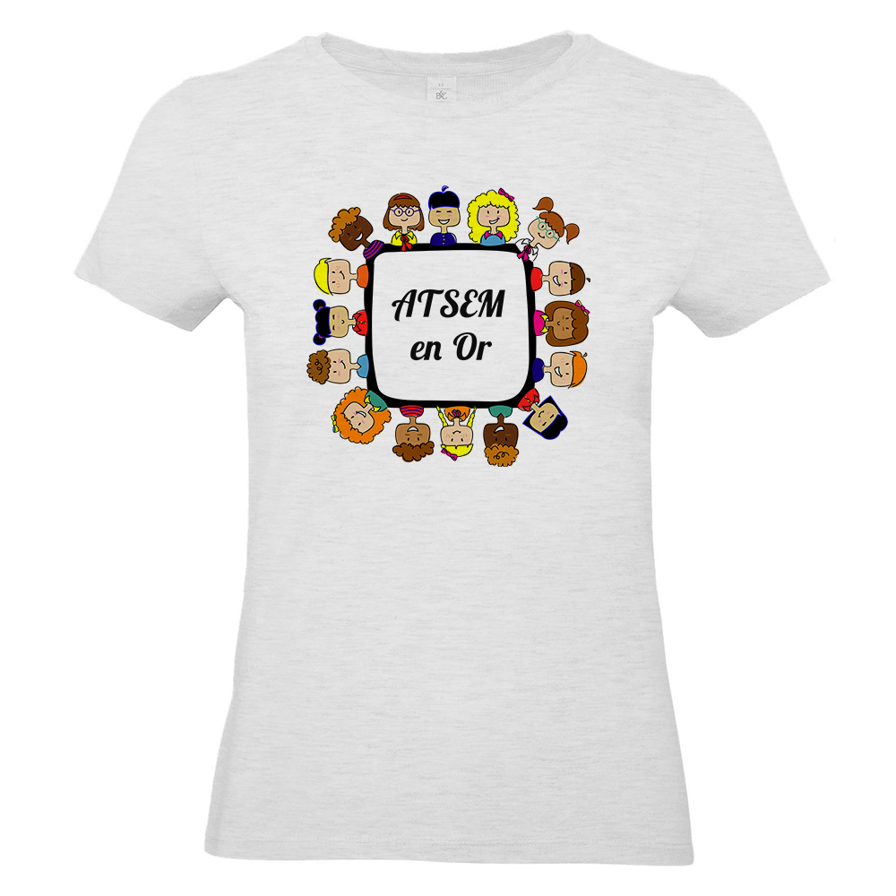 T-shirt femme gris ash ATSEM en or