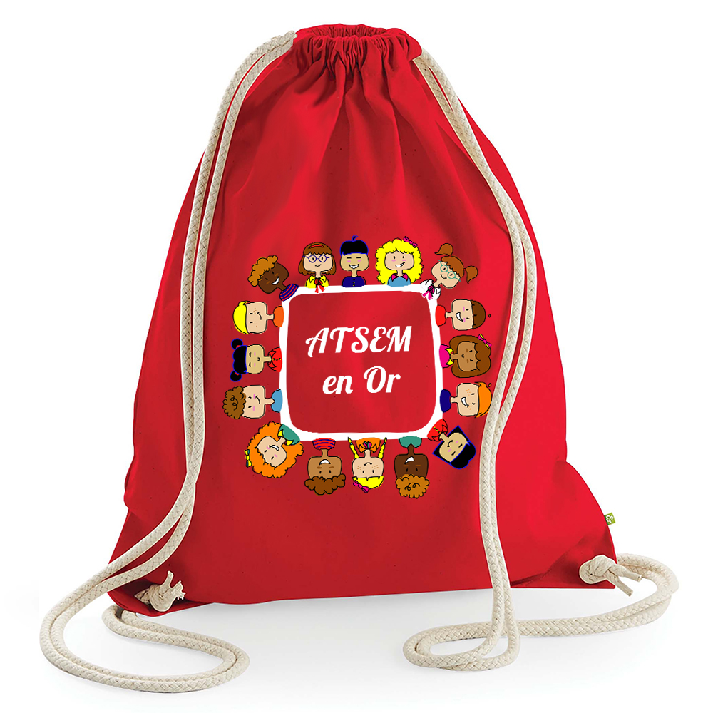 Sac de loisir rouge ATSEM en or