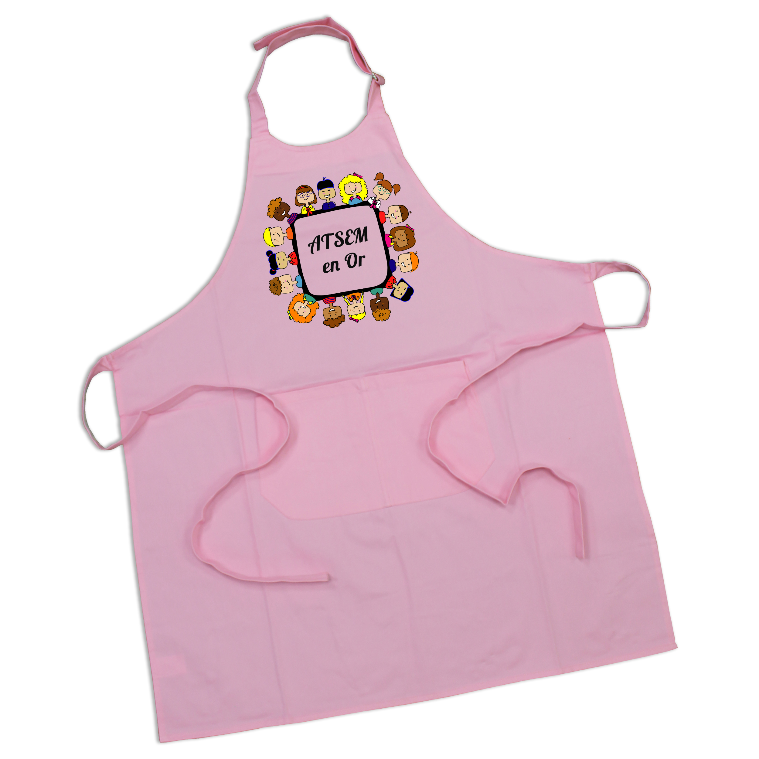 Tablier rose ATSEM en or