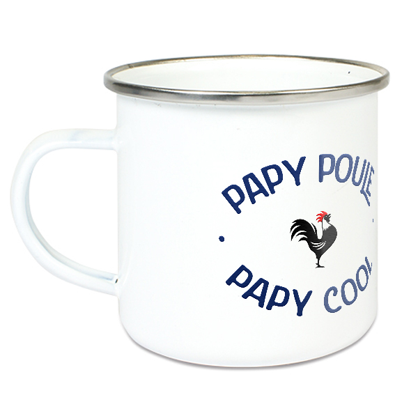 Tasse émaillée papy poule cool