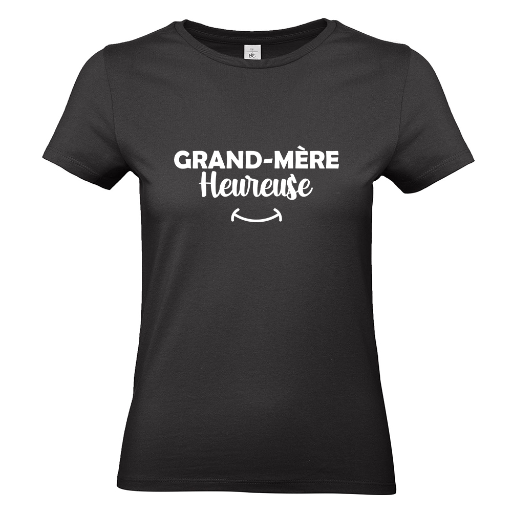 T-shirt noir Grand-mère heureuse