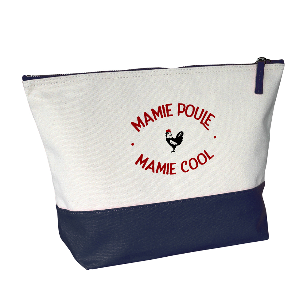 Grande trousse bicolore bleue Mamie Poule Mamie Co