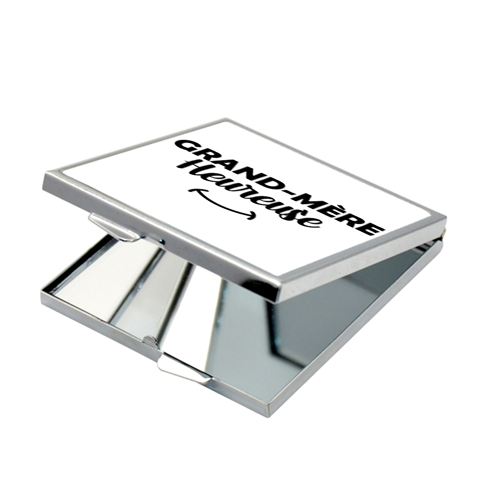 Miroir de poche ouvert Mamie heureuse