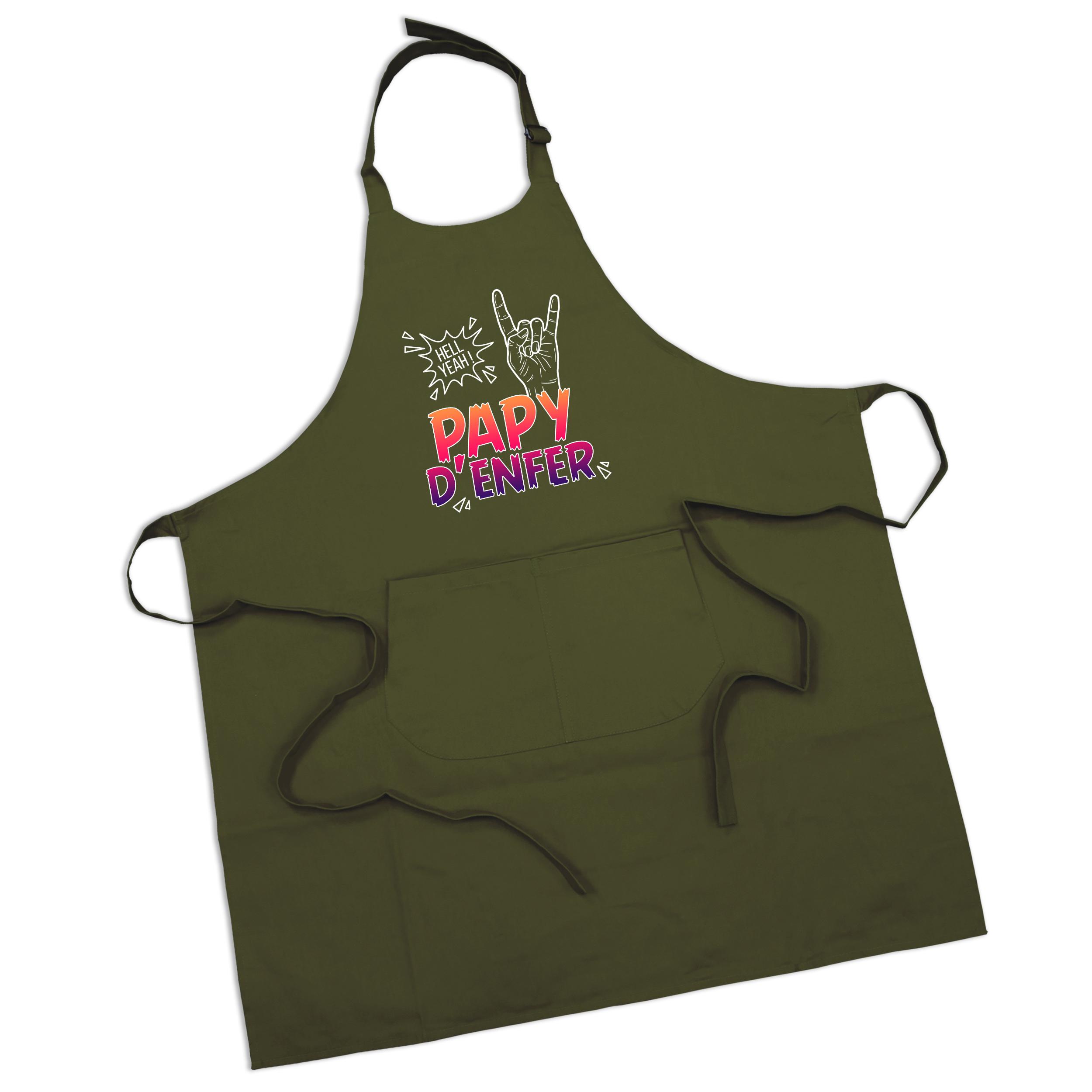Tablier papy d'enfer vert olive
