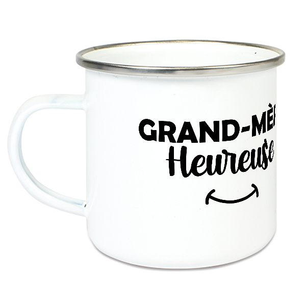 Tasse émaillée Mamie heureuse