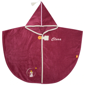 Cape de bain Souris Framboise brodée