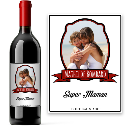 Bouteille de vin avec son portrait imprimé