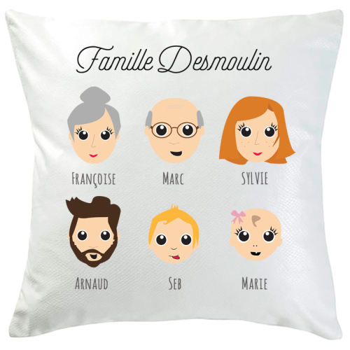 Coussin my family personnalisé 6 visages