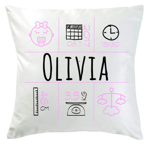 Coussin heureux événement personnalisé