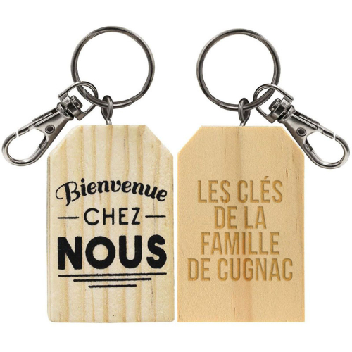 porte cles en bois bienvenue personnalise 