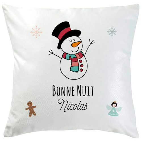 Coussin theme noel Bonhomme des neiges