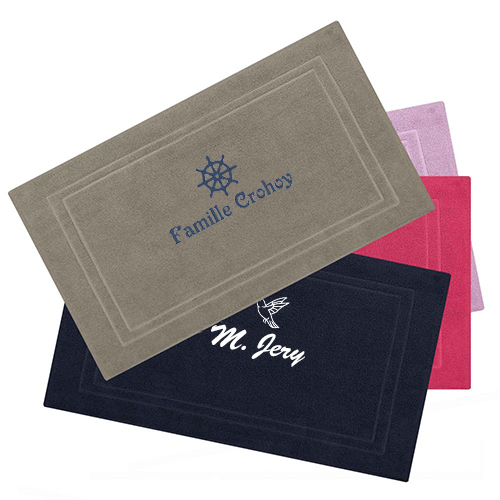 Tapis de bain rectangulaire brodé