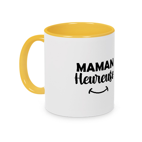 Mug jaune Maman heureuse