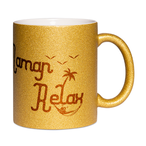 Mug à paillettes doré Maman Relax