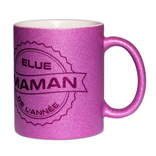 Mug à paillettes violet Maman de l'année