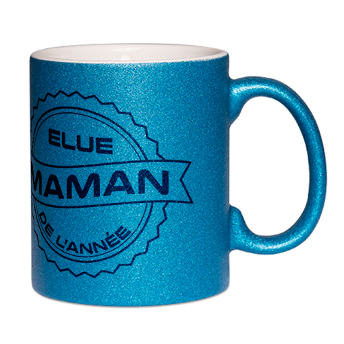 Mug à paillettes bleu Maman de l'année