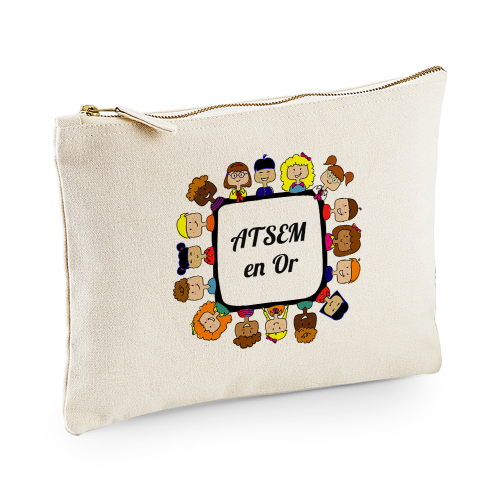 Pochette multi-usage beige ATSEM en or