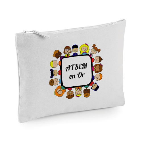 Pochette multi-usage grise ATSEM en or