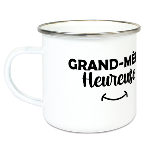 Tasse émaillée Mamie heureuse