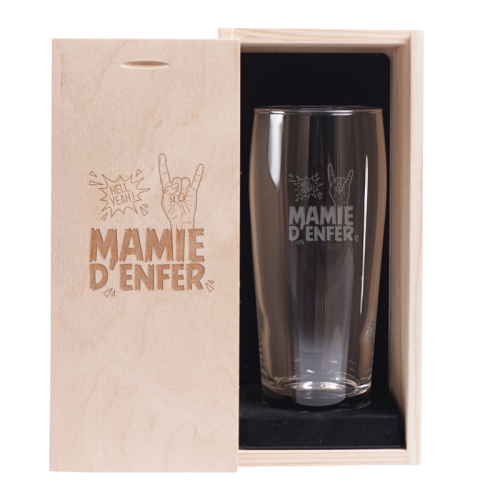 Verre à bière et son coffret Mamie d'Enfer