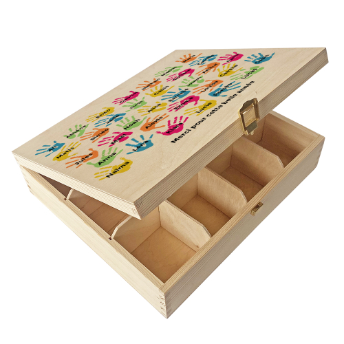 coffret de 12 rangements pour thé imprimé mains d'enfants