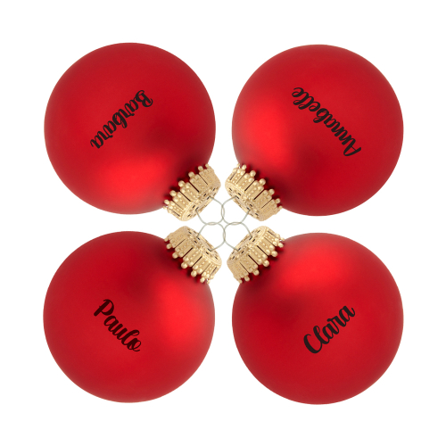 4 boules de noël rouge personnalisées prénoms