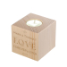 Bougeoir en bois gravé love