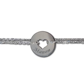 Bracelet jeton coeur avec chaîne