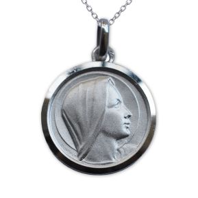 Médaille de baptême Sainte Vierge en argent massif